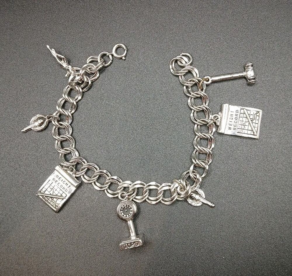 Tops Club Charm Bracelet 7 Charms Silver Tone
